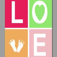 LOVE Footprint Newborn (0-3 Mon) - Fineart Druck DIN A4 (personalisierbar) rosa Bild 1