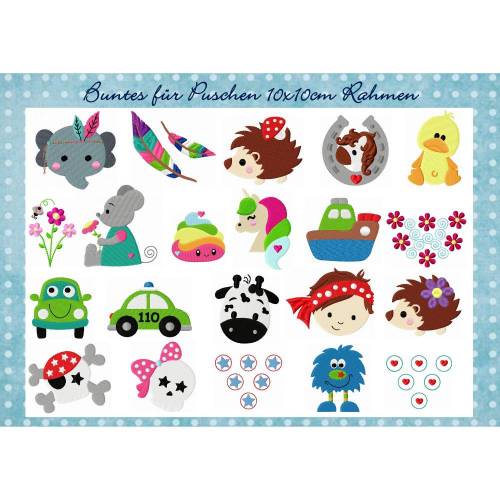 Stickdatei Buntes für Krabbelpuschen 10x10cm