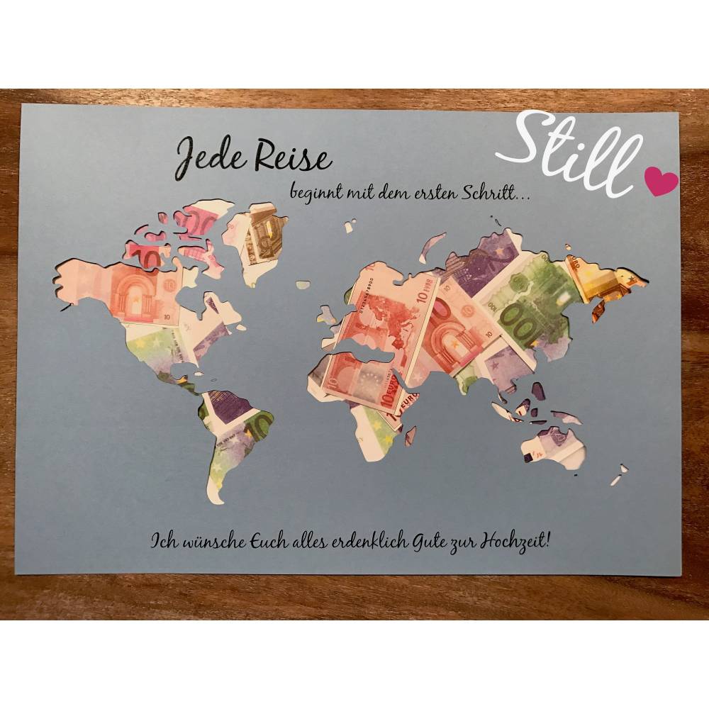 Geldgeschenk Weltkarte Ich Wunsche Hochzeit