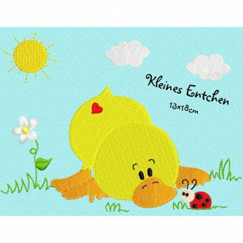 Stickmuster,digitale Datei,Stickdatei Kleines Entchen 13x18cm