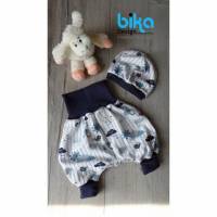 Baby Pumphose mit Mütze Blau Wolke Gr.50/68 Babyset Bild 1