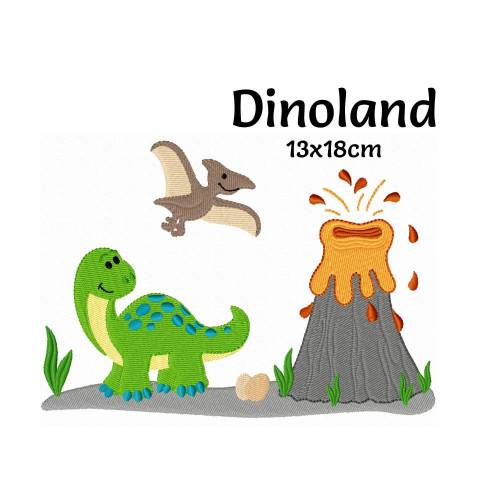 Digitales Stickmuster ,Stickdatei Dinos, Dinoland13x18cm