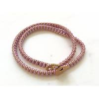 Wickelarmband rosa-gold handgefädelt aus Superduoperlen Bild 1