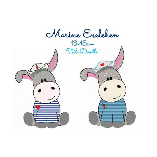 digitale Stickdatei Marine-Esel Teildoodle 13x18cm