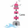 Wandtattoo: Leuchtturm mit Möwen pink - mit Name personalisierbar Bild 2