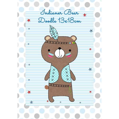 Stickdatei Bär, digitale Datei, Doodle,Indianer Bär 13x18cm