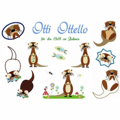 digitale Stickdatei Otter, Otti Otello 13x18cm