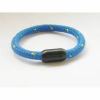 Herrenarmband aus blauem Segeltau/Seil mit schwarzem Edelstahlmagnetverschluss Bild 1