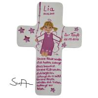 Schutzengel Kreuz für Mädchen Taufkreuz, Kinderkreuz Geschenk zur Taufe / Geburt Bild 1