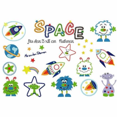 digitale Datei,Stickdatei Space 13x18 cm