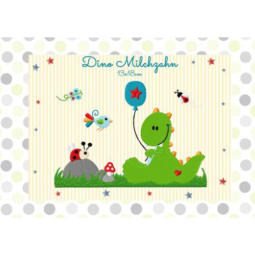 Stickdatei Dino Milchzahn 13x18cm