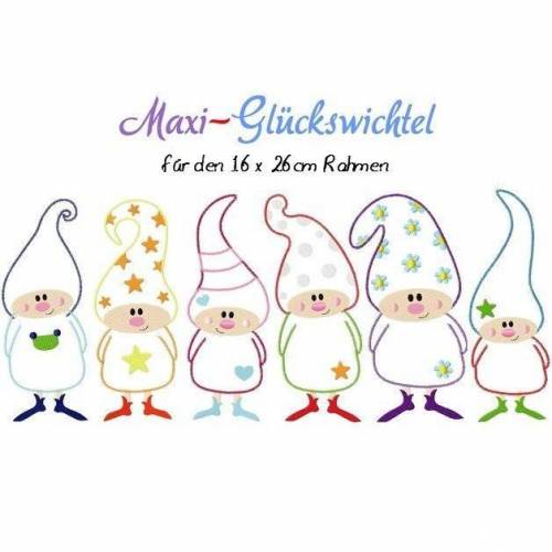 digitale Datei,Stickdatei,Wichtel,Zwerg,Maxi Glückswichtel 16x26cm