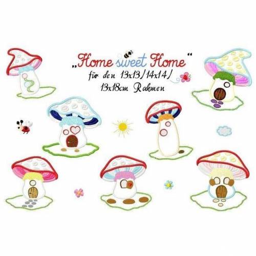digitale Stickdatei Home sweet Home 13x13cm