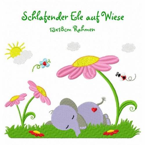 digitale Datei, Stickdatei Ele auf Wiese 13x18