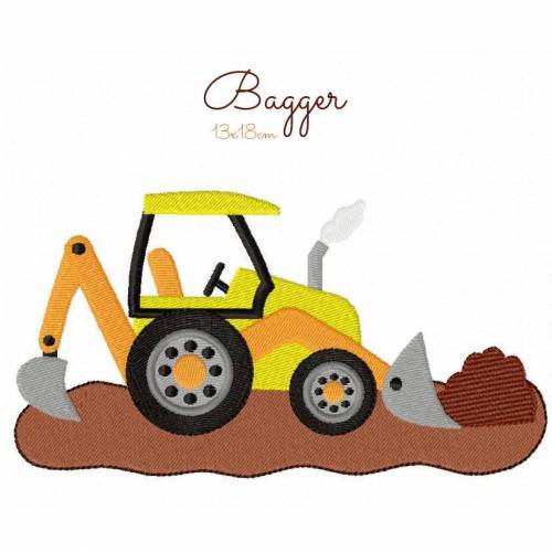 digitale Datei,Stickdatei Bagger 13x18cm