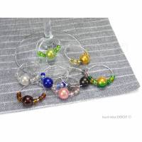Glasmarkierer 8 Stück Glasmarker mit Miracle-Perlen, bunt silberfarben, Party Dekoration, Weinglas Krug mug Tasse, by BuntMixxDESIGN Bild 1
