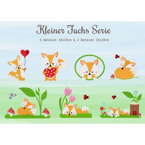 digitale Datei,Stickmuster Stickdatei Kleiner Fuchs Serie 13x18cm