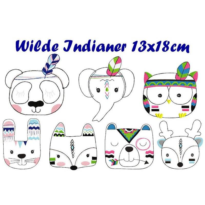 Stickdatei Wilde Indianer 13x18cm Bild 1
