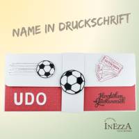 Gutscheinverpackung Geldgeschenkverpackung Fußball Konzertkarte Wunscherfüller Glückwunschkarte rot Bild 4