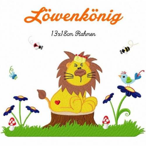 digitale Datei,Stickdatei Löwe, Löwenkönig 13x18