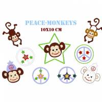 Stickdatei Peace-Monkeys 10x10cm Bild 1