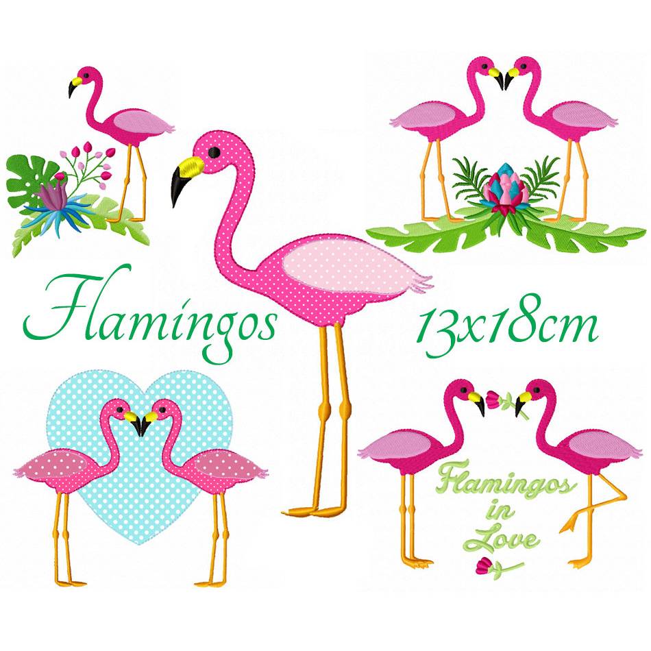 digitale Stickdatei Flamingos 13x18cm Bild 1