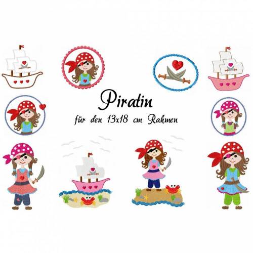 Stickdatei Piratin 13x18cm