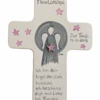 Schutzengelkreuz für Mädchen Taufkreuz, Kinderkreuz Geschenk zur Taufe / Geburt/Kommunion Bild 1