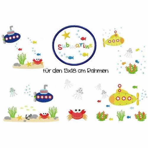 digitale Datei,Stickdatei Submarine 13x18 cm