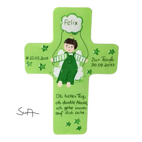 Schutzengelkreuz für Jungs Taufkreuz, Kinderkreuz Geschenk zur Taufe / Geburt