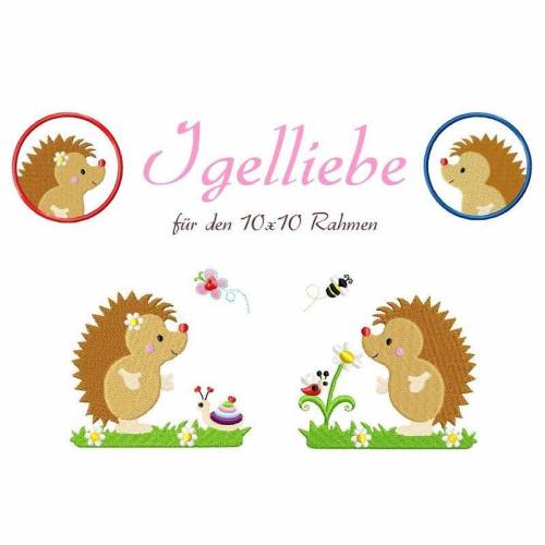 Stickdatei, digitale Stickdatei,Stickdateien Igelliebe 10x10