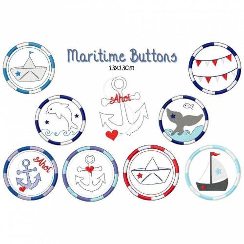 Stickdatei, digitale Datei Maritime Buttons 13x13cm