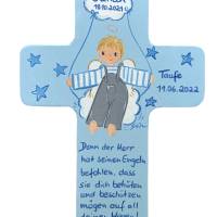 Schutzengelkreuz Junge Taufkreuz, Kinderkreuz Geschenk zur Taufe / Geburt Bild 1