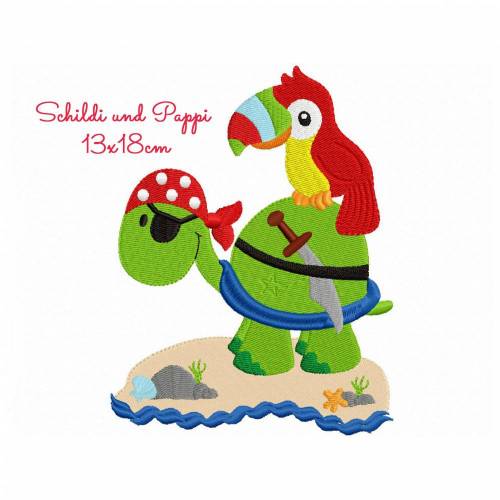 Stickdatei Schildi und Pappi 13x18cm