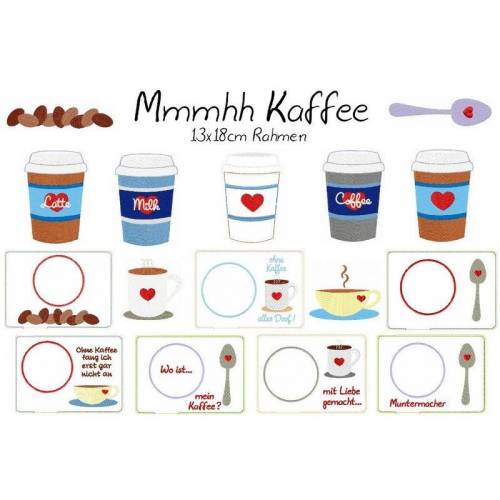 Stickdatei, digitale Datei Kaffee 13x18cm