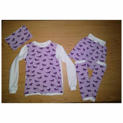 SparSet Mädchen Langarmshirt + Rock + Schlupfschal + Beinstulpen Wunschgröße 74 - 140