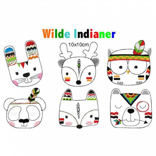 Stickdatei Wilde Indiander 10x10cm