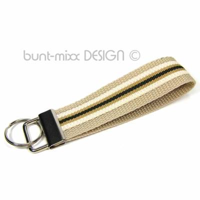 Schlüsselanhänger SAND natur khaki-braun Geschenk für Männer Schlüsselband kurz, mit Schlüsselring, by BuntMixxDESIGN