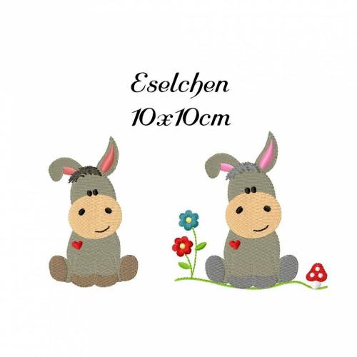 Stickmuster,digitale Datei,Stickdatei Eselchen 10x10cm