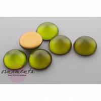 2 Cabochons ~ 16mm ~ olivgrün ~ Glas ~ Material zur Schmuckherstellung Bild 1