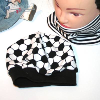Wendemütze Beanie plus Halssocke Fussball