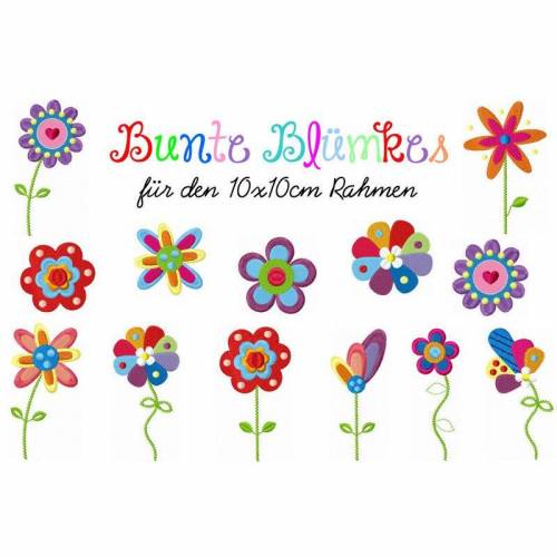 Stickdatei Bunte Blümkes 10x10