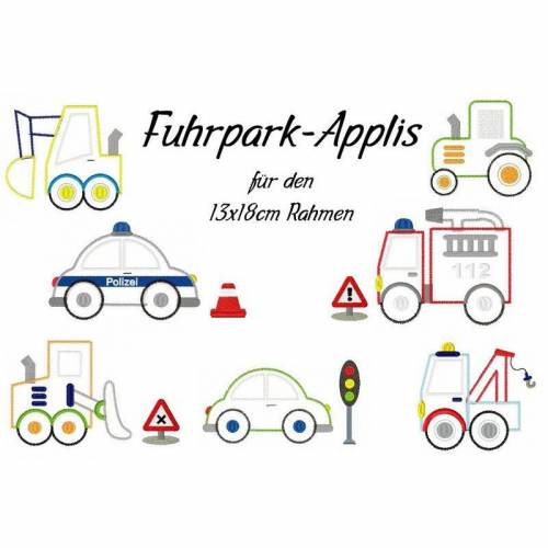 Stickdatei Auto, digitale Datei Fuhrpark Applis 13x18cm