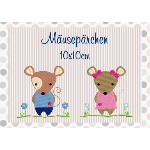 Stickdatei Mäusepärchen 10x10cm