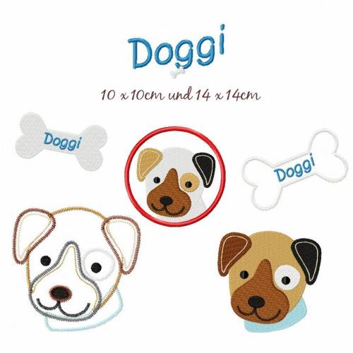 Stickdatei Hund,Doggi 14x14cm