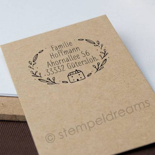 Familienstempel - Häuschen - Adressstempel - Holzstempel personalisiert - 262