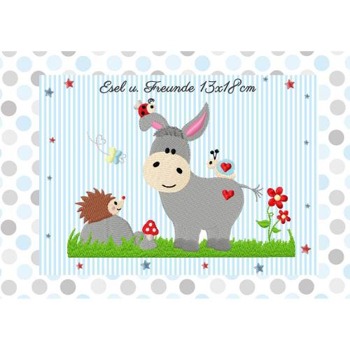 Stickdatei Esel und Freunde 13x18cm