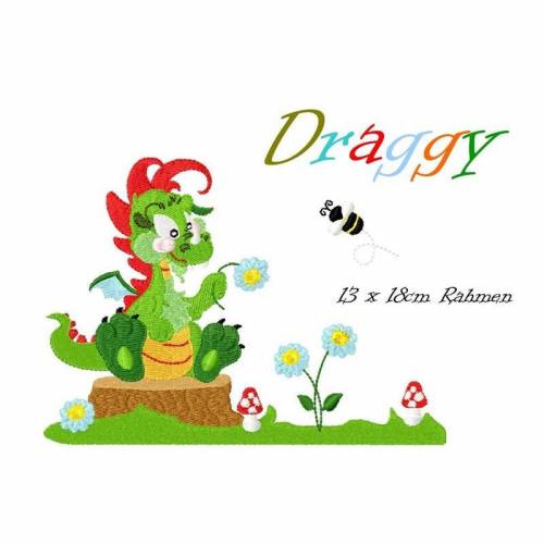 Stickdatei Drache Draggy 13 x 18