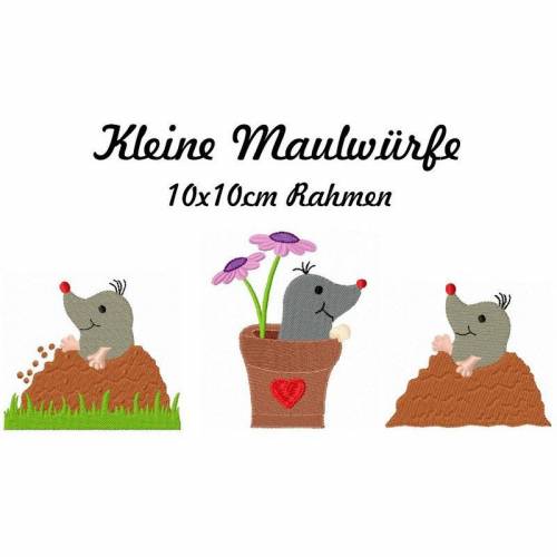 Stickdatei, digitale Stickdatei,Stickdateien Kleine Maulwürfe 10 x10 cm