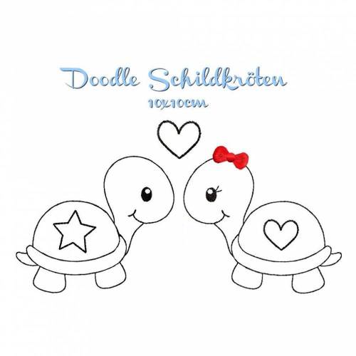 Stickdatei Schildkröte, digitale Stickdatei,Stickdateien,Doodle Schildkröte 10x10cm